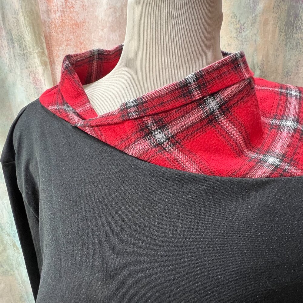 Bflive Lace Asymmetrical Hem- Patchwork- Plaid Pa… - image 3